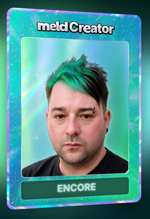 The Encore Gamer holographic Meld Creator card